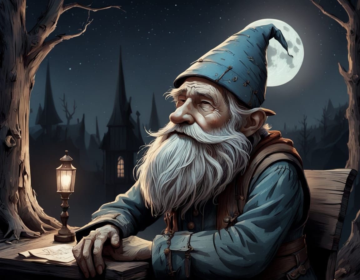 Gnome Gazing at Moonlight in Poulbot Style