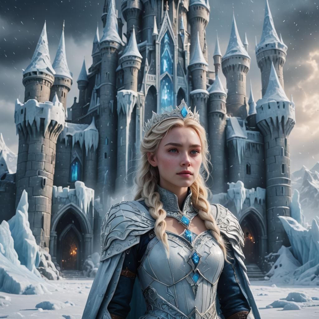 Ice Queen in Blizzard, Fantasy Concept Art