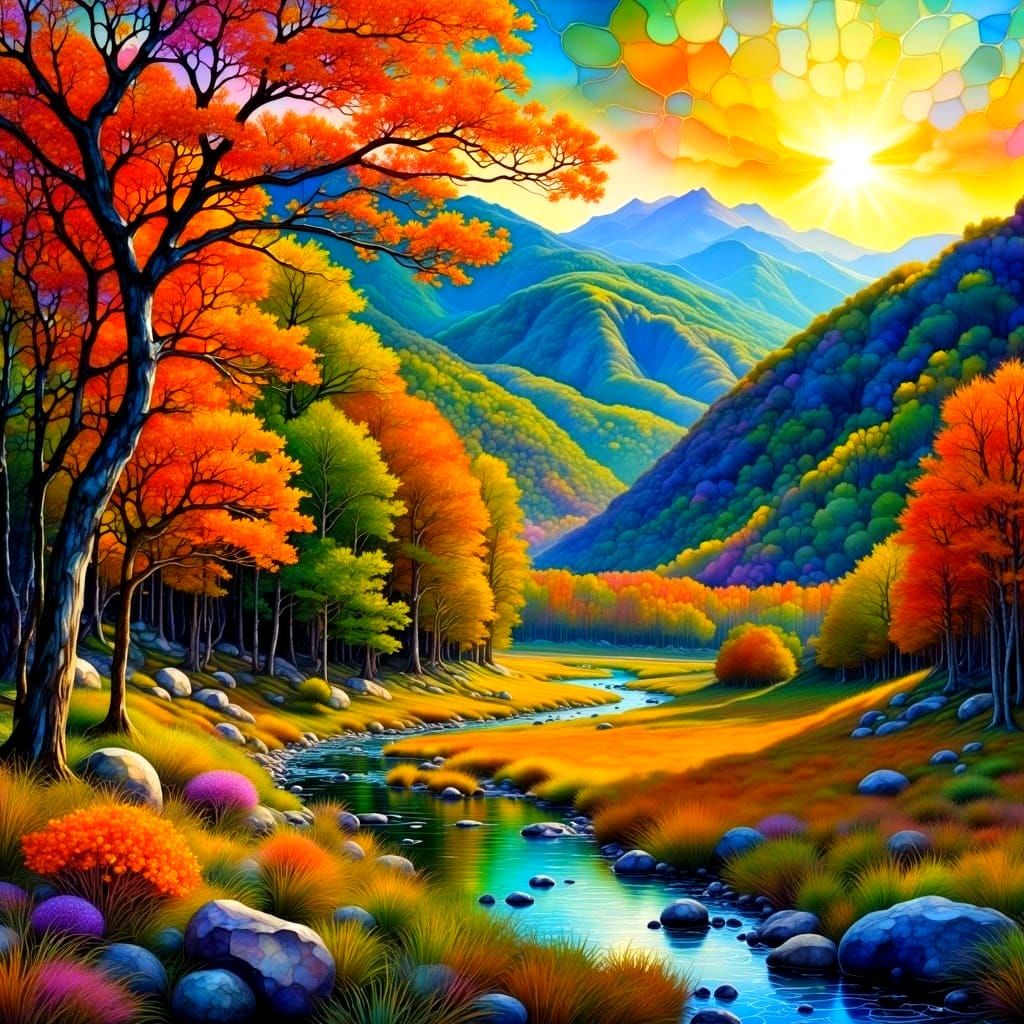 Ethereal West Virginia Watercolor Landscape