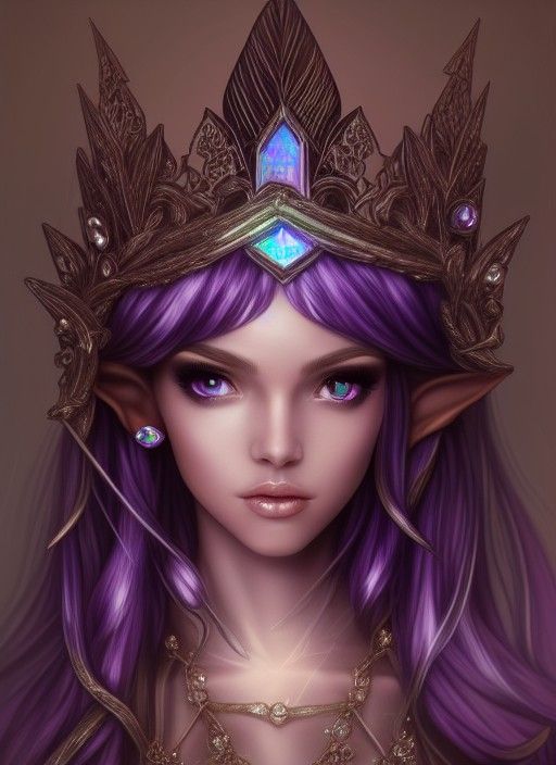 Beautiful Elf with Diamond Crown by Artgerm