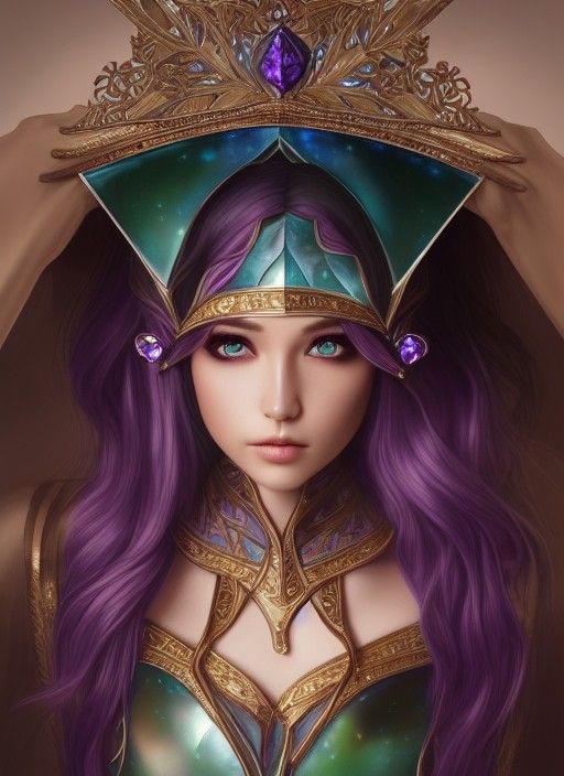 Iridescent Elf Portrait with Diamond Crown