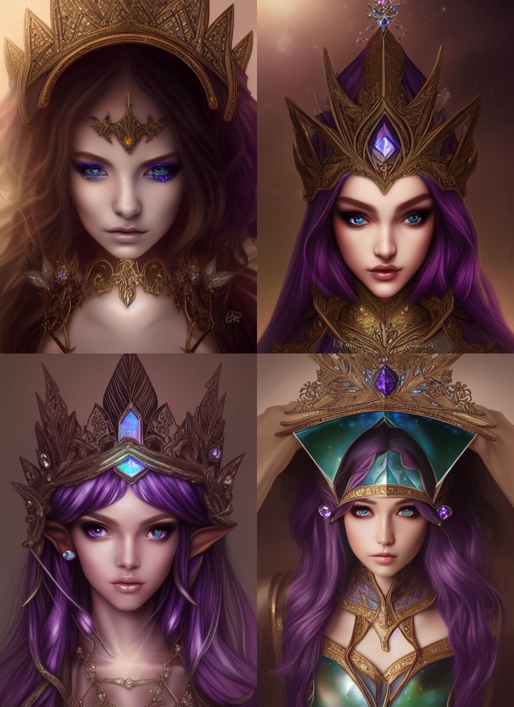Beautiful Elf with Diamond Crown by Artgerm