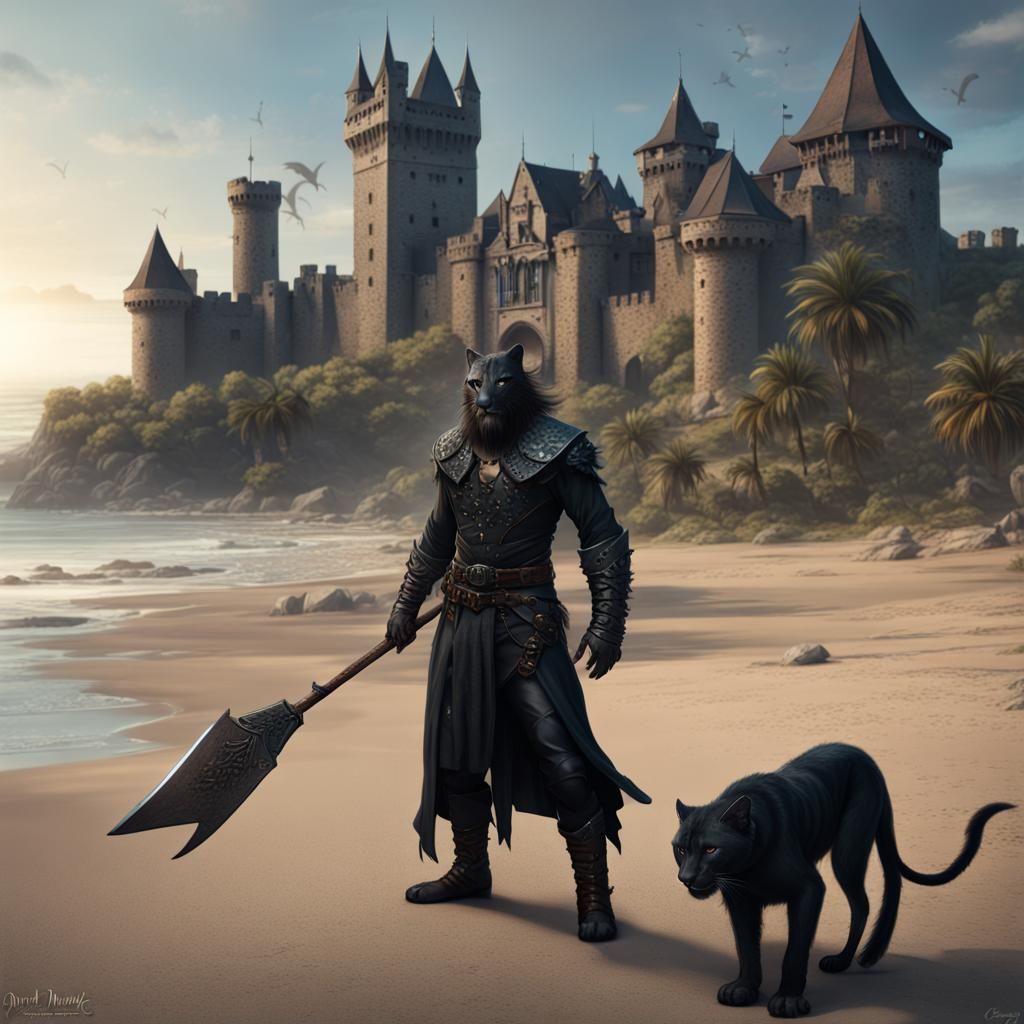 Panther Humanoid Hybrid in Dark Fantasy Style