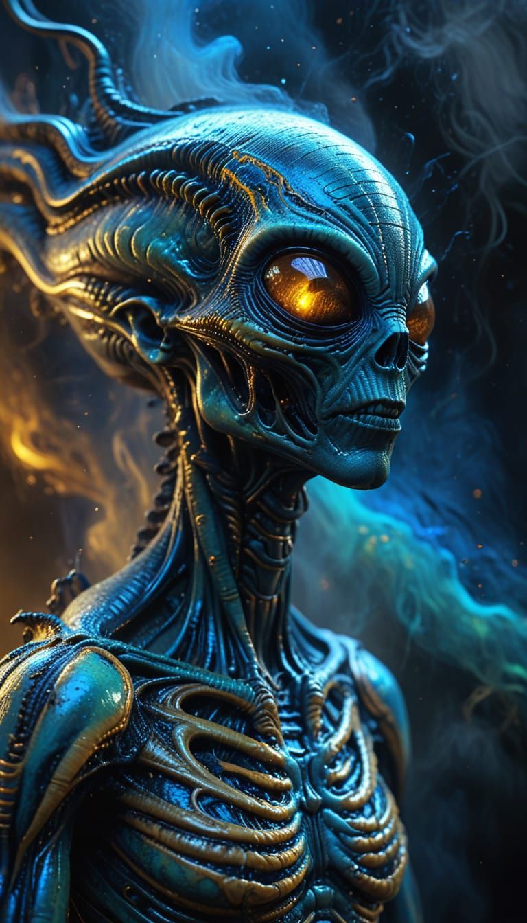 Surreal Alien Landscape in Vibrant Oil Painting Style