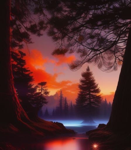 Glowing Crystal Landscape in Digital Art Style