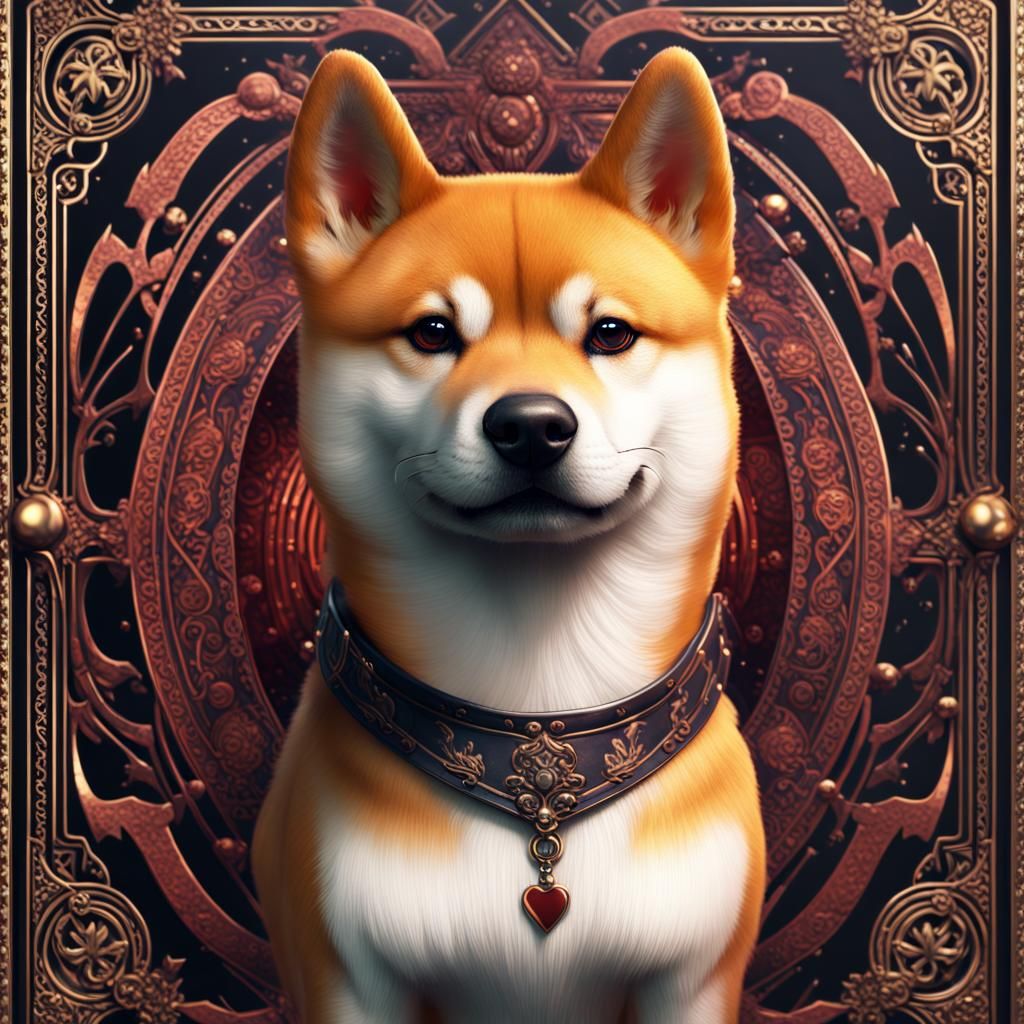 Shiba Inu in Playing Card Armor: Fantasy Art