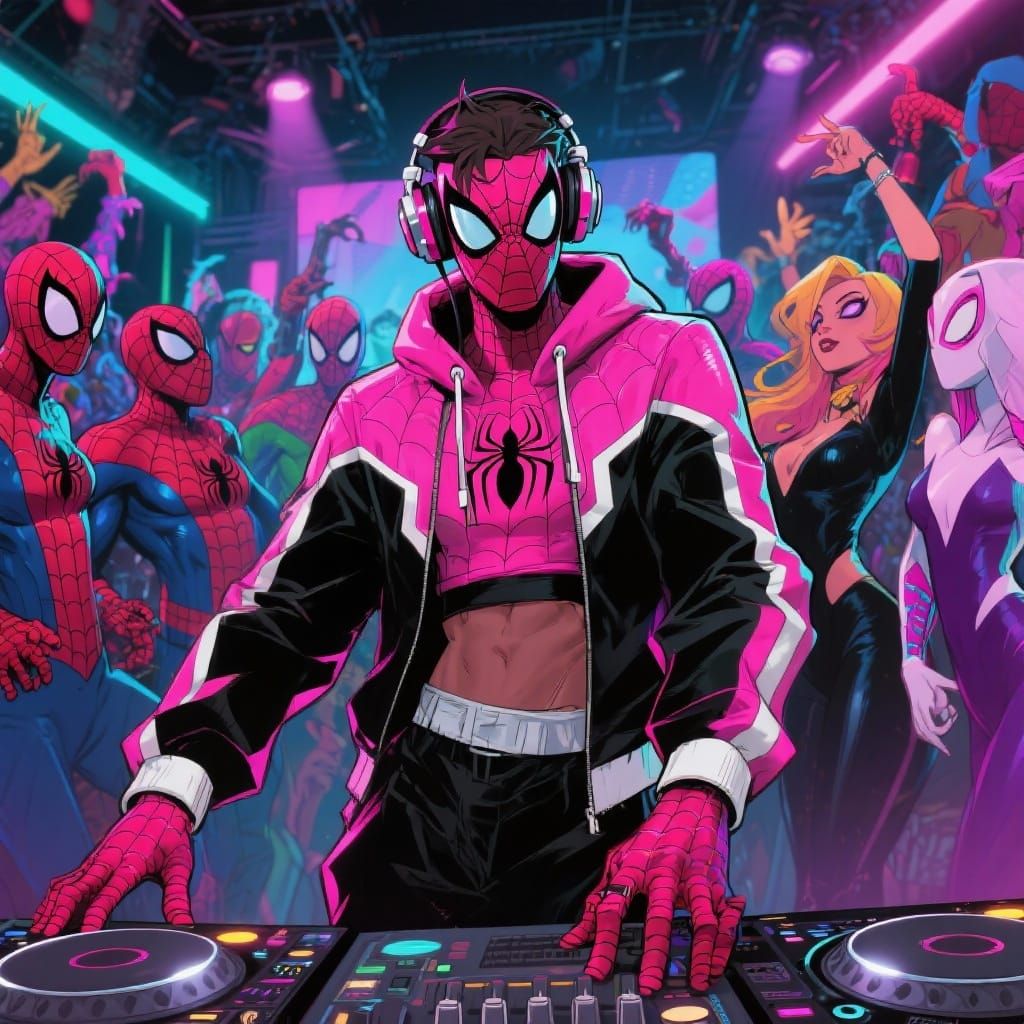 Spider-Man DJ at Neon Rave