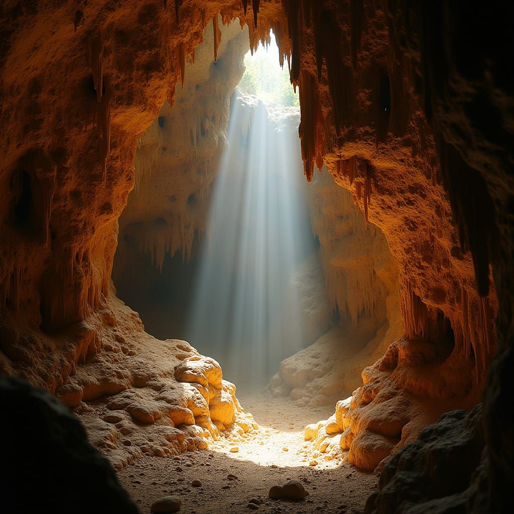 Majestic Cave Interior Illuminated by Soft Light