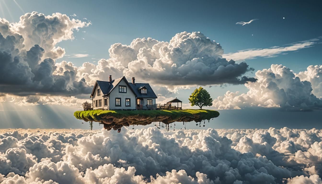 Floating House and Land in the Clouds