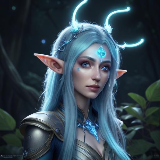 Bioluminescent Elf Girl: Realistic High-Resolution Portrait
