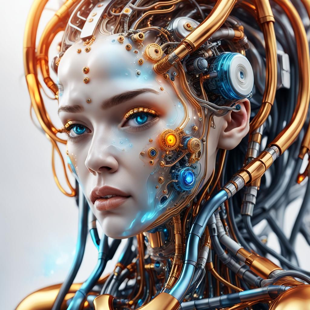 Translucent women in biomechanical body