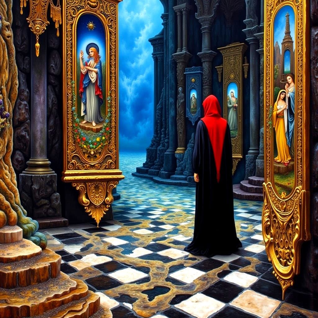 Mystical Figure in Tarot Gallery as Oil Painting