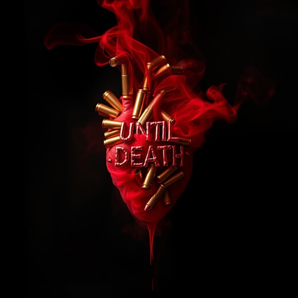 Heart Filled With Bullets and Red Smoke