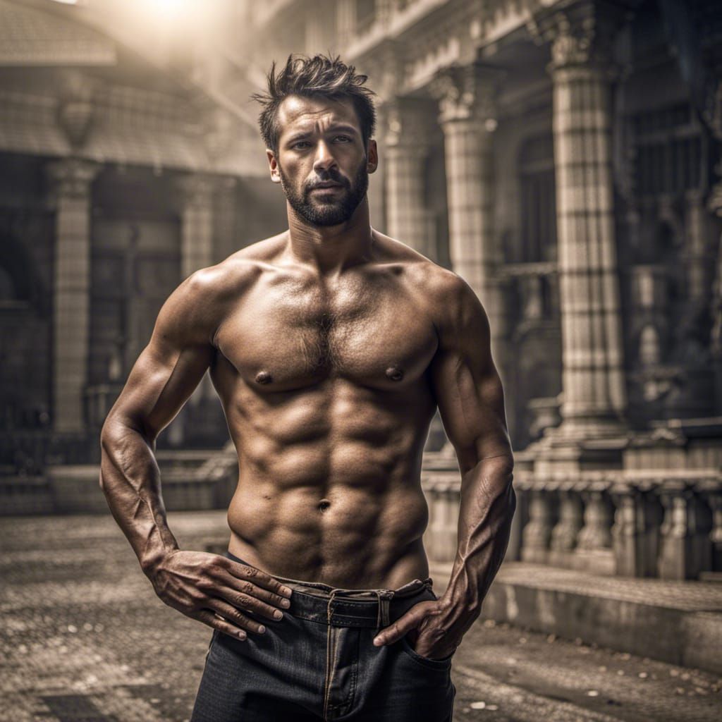 Hyperrealistic Shirtless Men in High Definition