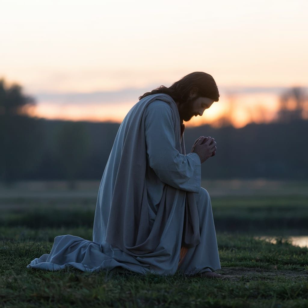 Jesus Praying at Dawn: A Serene Landscape