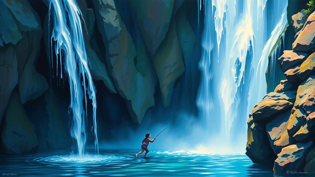 Iridescent Water Nymph by Majestic Waterfall