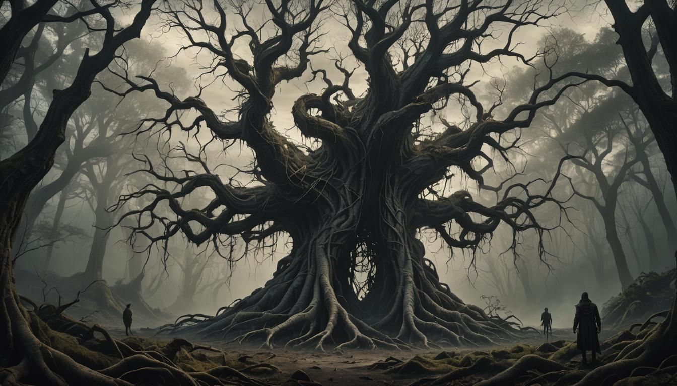 Eerie Forest Digital Painting Inspired by Beksiński