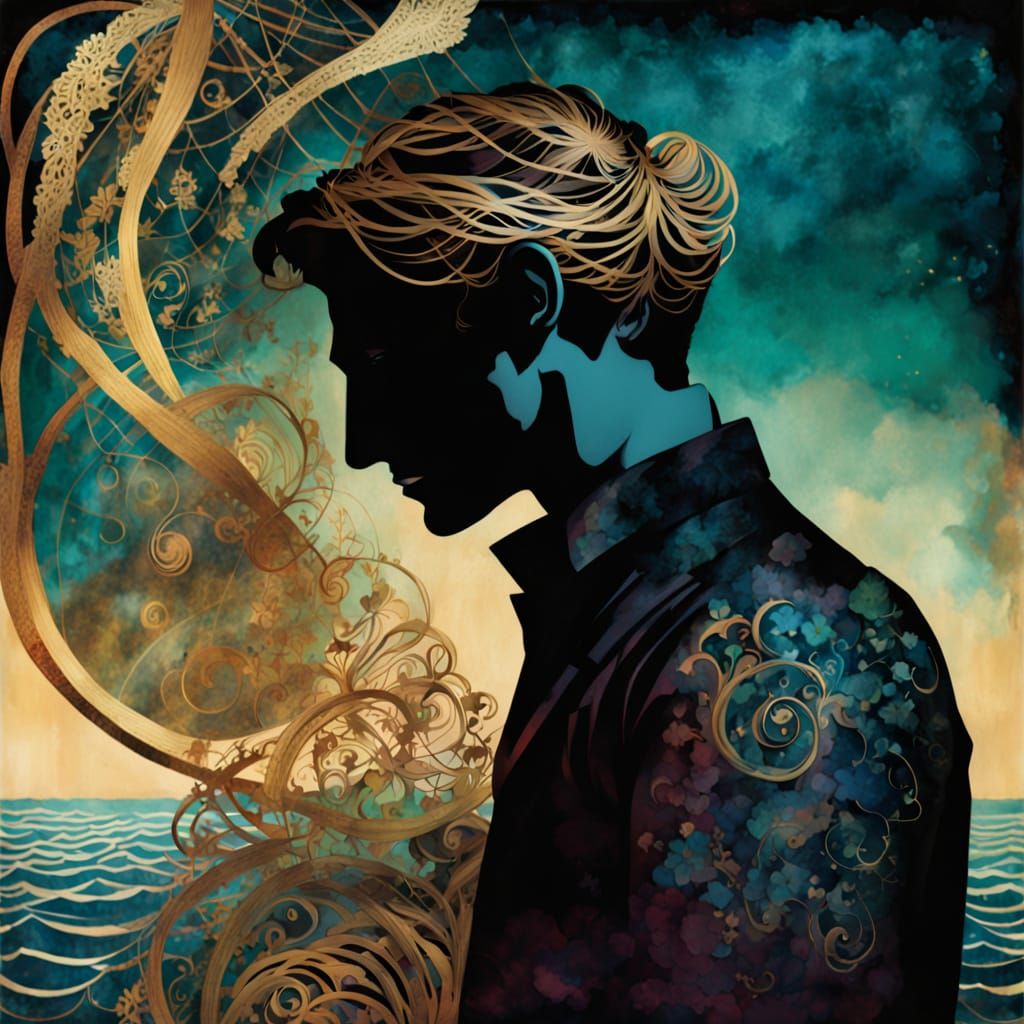 Whimsical Underwater Portrait in Vintage Illustration Style