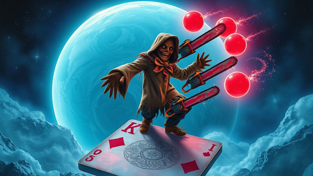 Carny Scarecrow Juggling on Uranus, Surreal Art