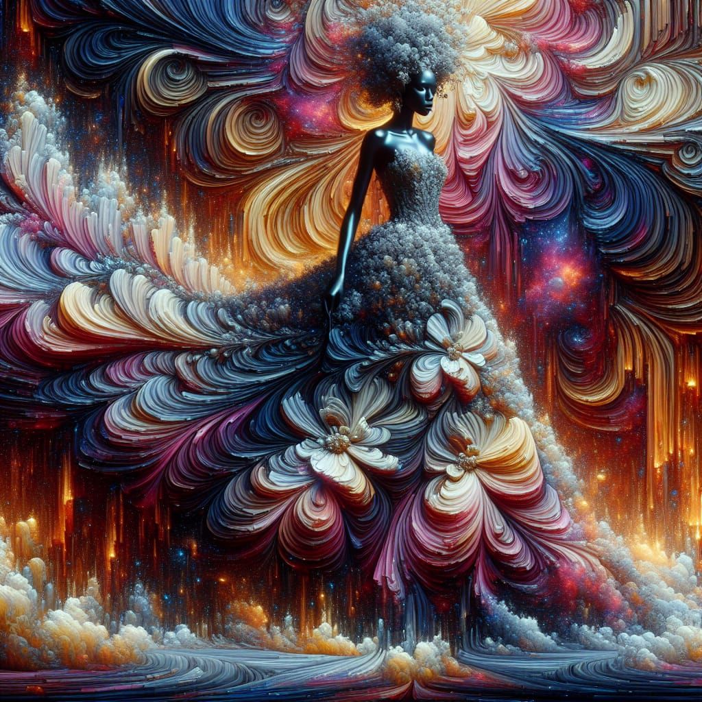 Cosmic Ballroom Entrance in Abstract Expressionist Style