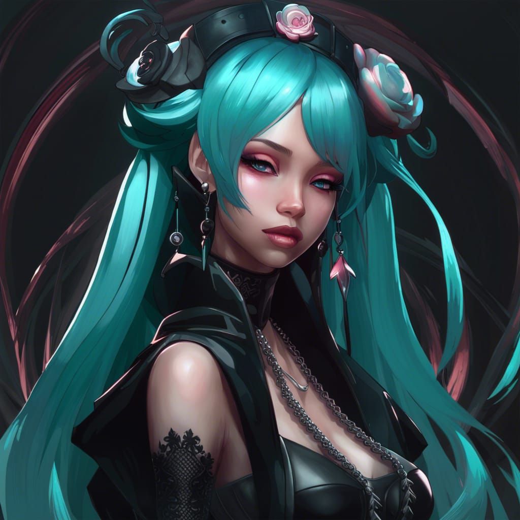 Gothic Barbie Hatsune Miku Portrait