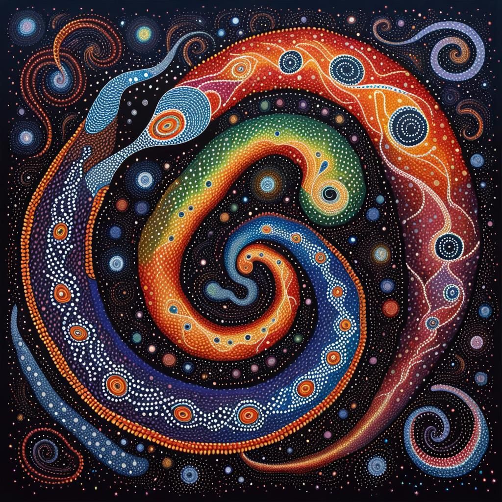 Yingarna Rainbow Serpent in Cosmic Aboriginal Art