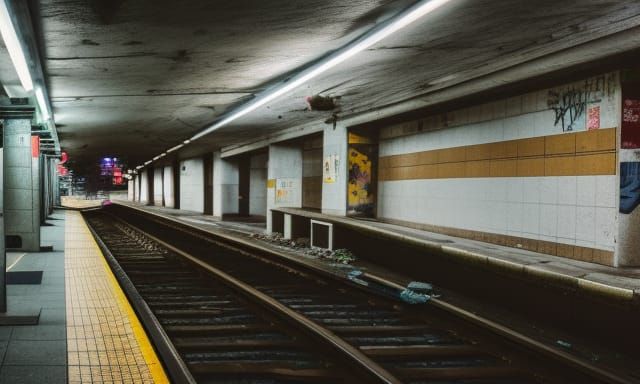 Eerie Abandoned Subway Station at Night