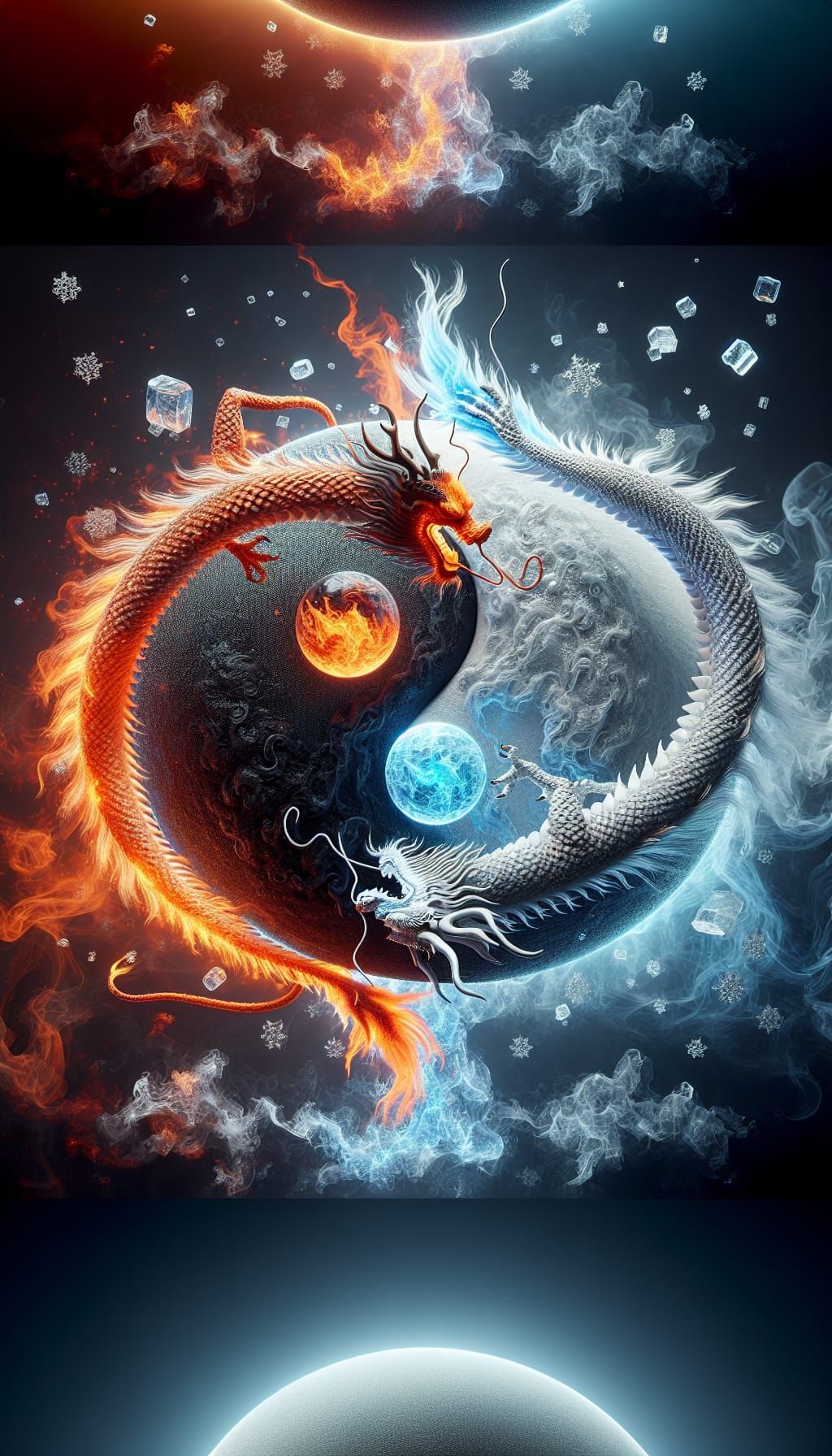 Fiery and Icy Dragons in Yin Yang Harmony