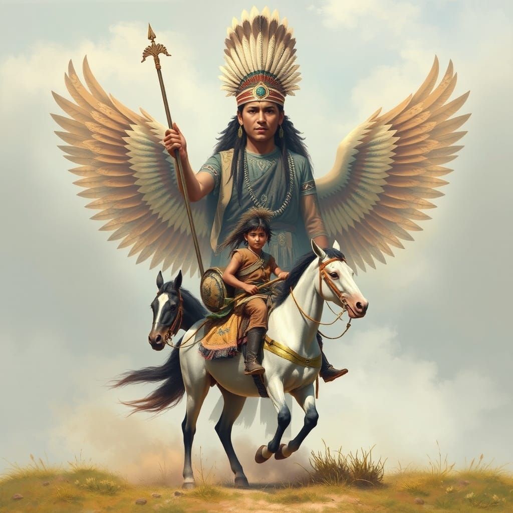 Native American Chief and Warrior in Impressionist Style