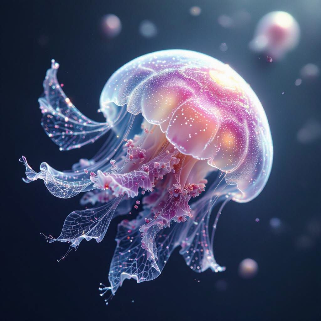 Iridescent Microscopic Lifeform: Jellyfish Fractal Hybrid