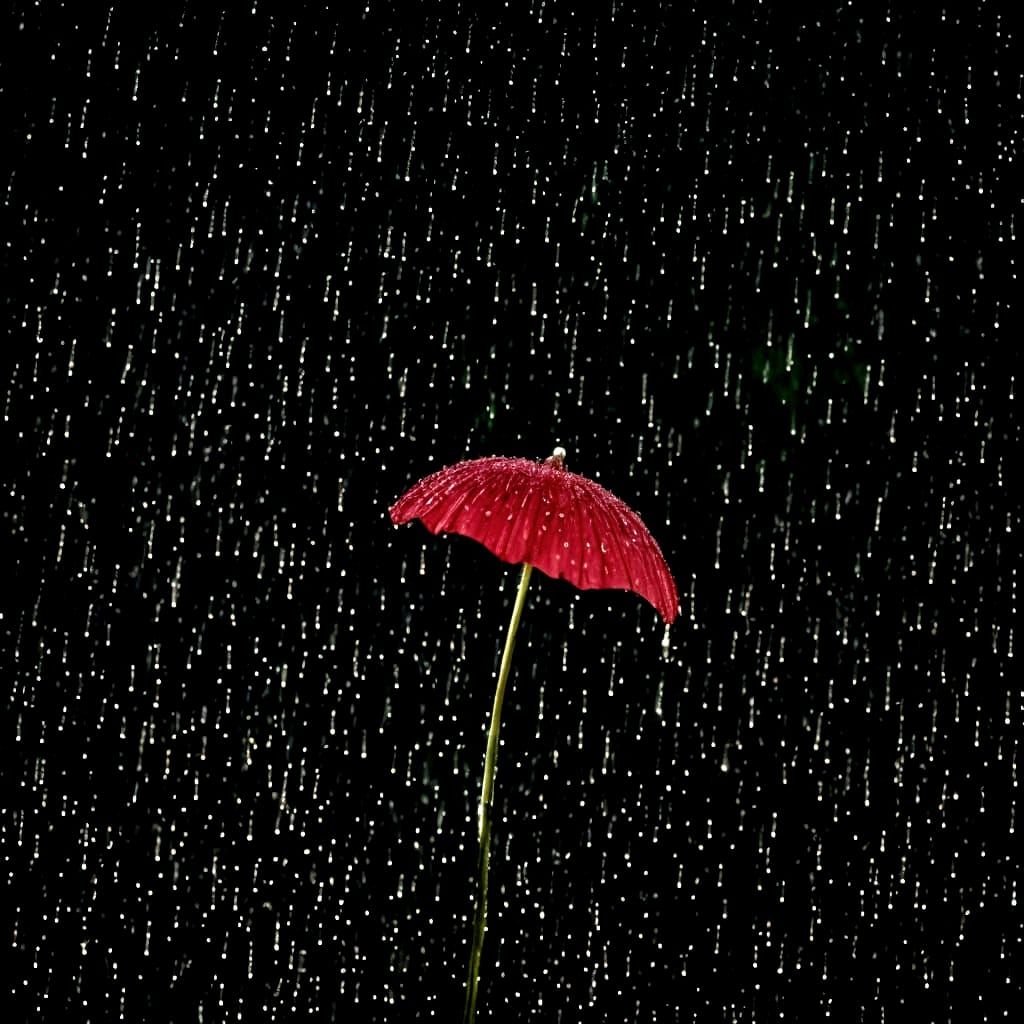 Gentle Rain Falls on Delicate Flower Petals in a Beautiful B...