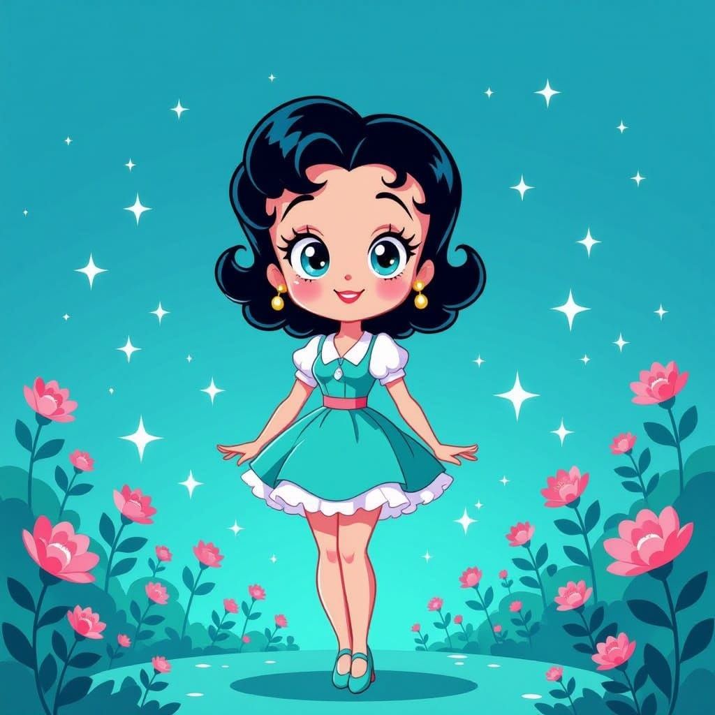 Cute Woman in Wonderland, Cubist Pop Art Style