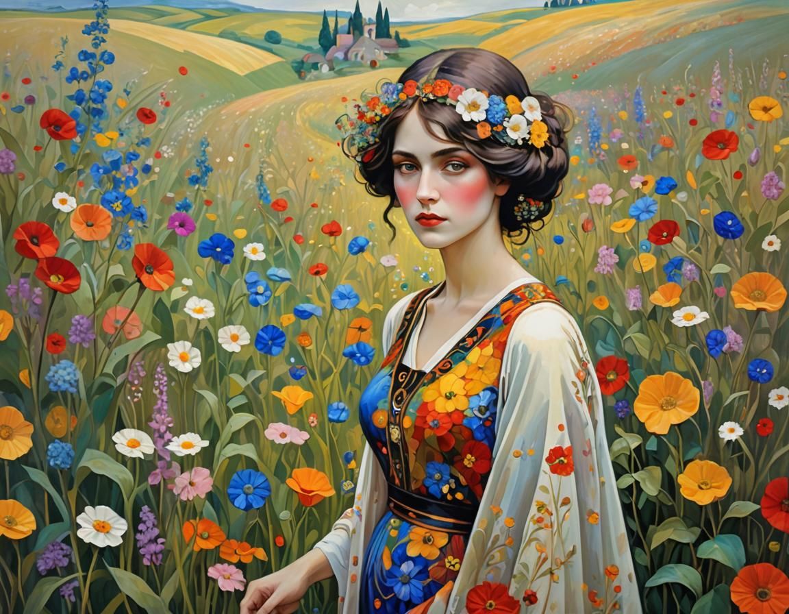 Elegant woman in the countryside