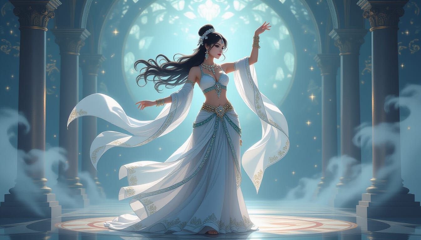 Ethereal Court Dancer in Flowing Silks and Jewels