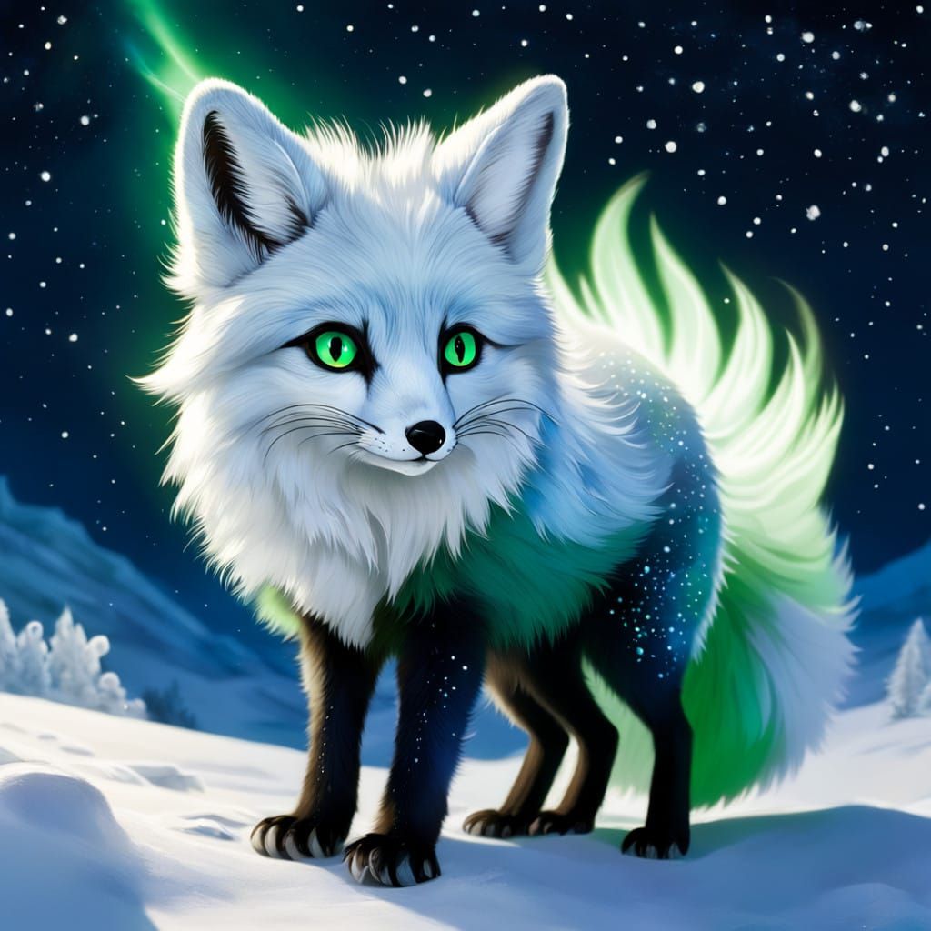 Arctic Fox with Fennec Ears and Owl Wings