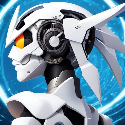 Robot Head in Anime-Inspired Profile