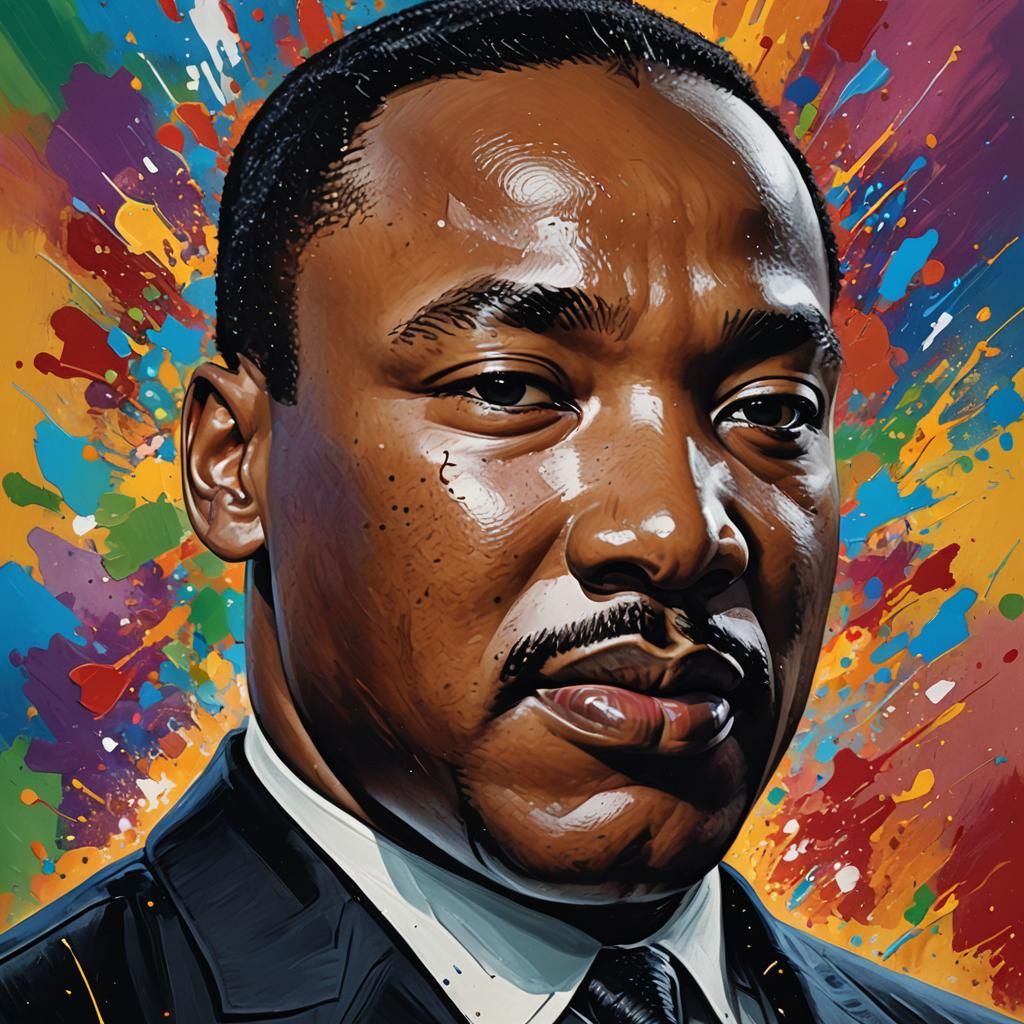 Hyperrealistic Portrait of Martin Luther King in Splash Art