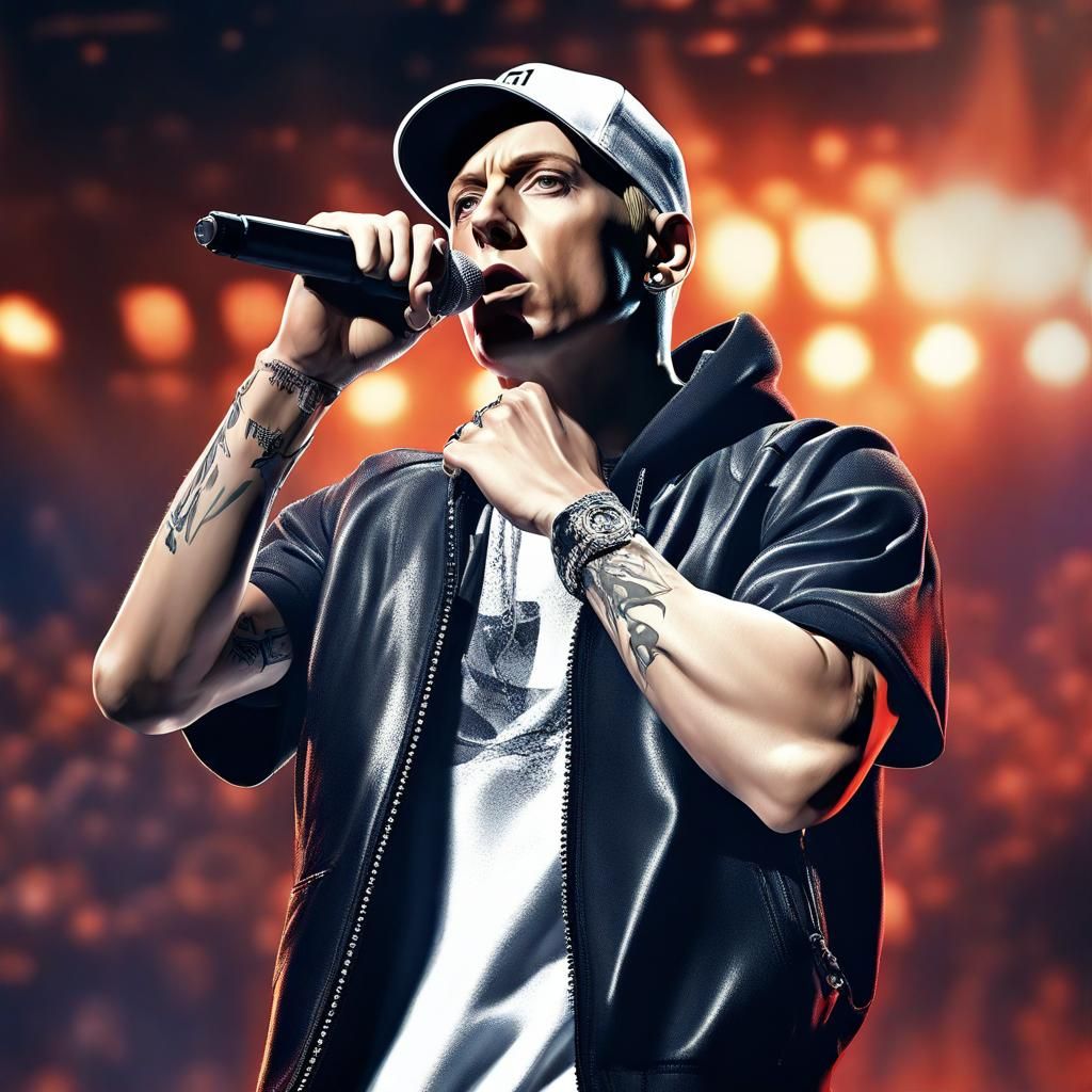 Eminem Live on Stage: Hyper-Realistic Digital Art