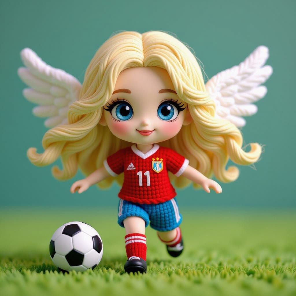 Chibi Yarn Angel in 3D Composition