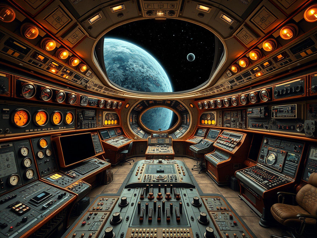 Dieselpunk Star Trek Enterprise Command Deck in 1940s Style