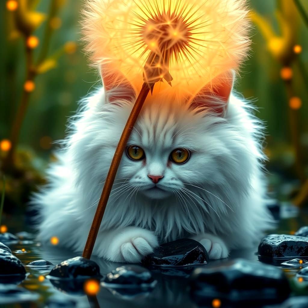 Cat and Dandelion #2