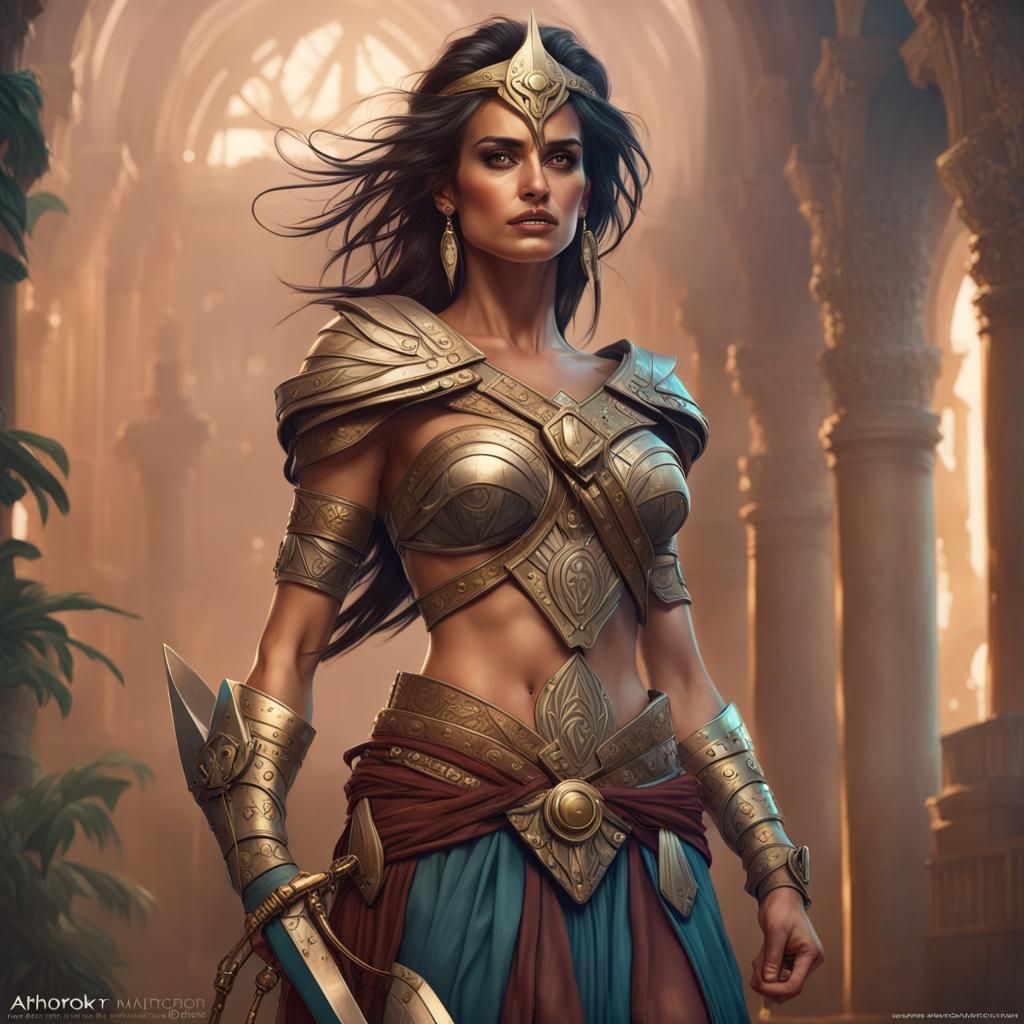 Amazon Warrior Queen Portrait in Hyperdetailed Style