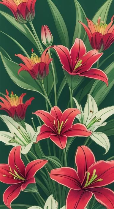 Cinderella with Lilies in Manga Anime Style