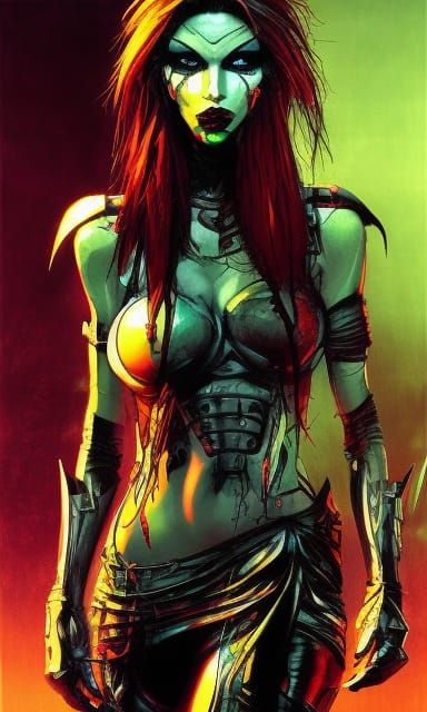 Evil Alien Supermodel in Dystopian Sci-Fi Concept Art