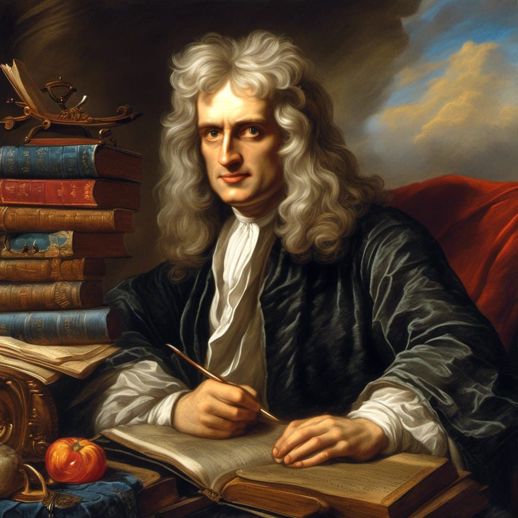Sir Isaac Newton in Hyperreal Style