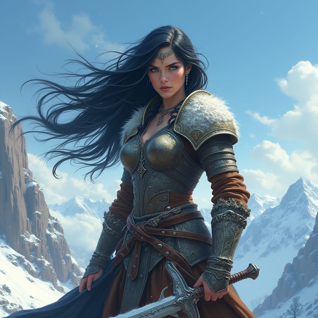 Barbarian Queen Overlooking Her Kingdom