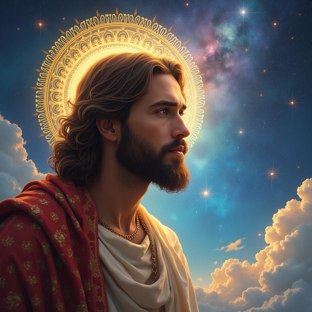 King Jesus in Mystical Realm with Celestial Halo