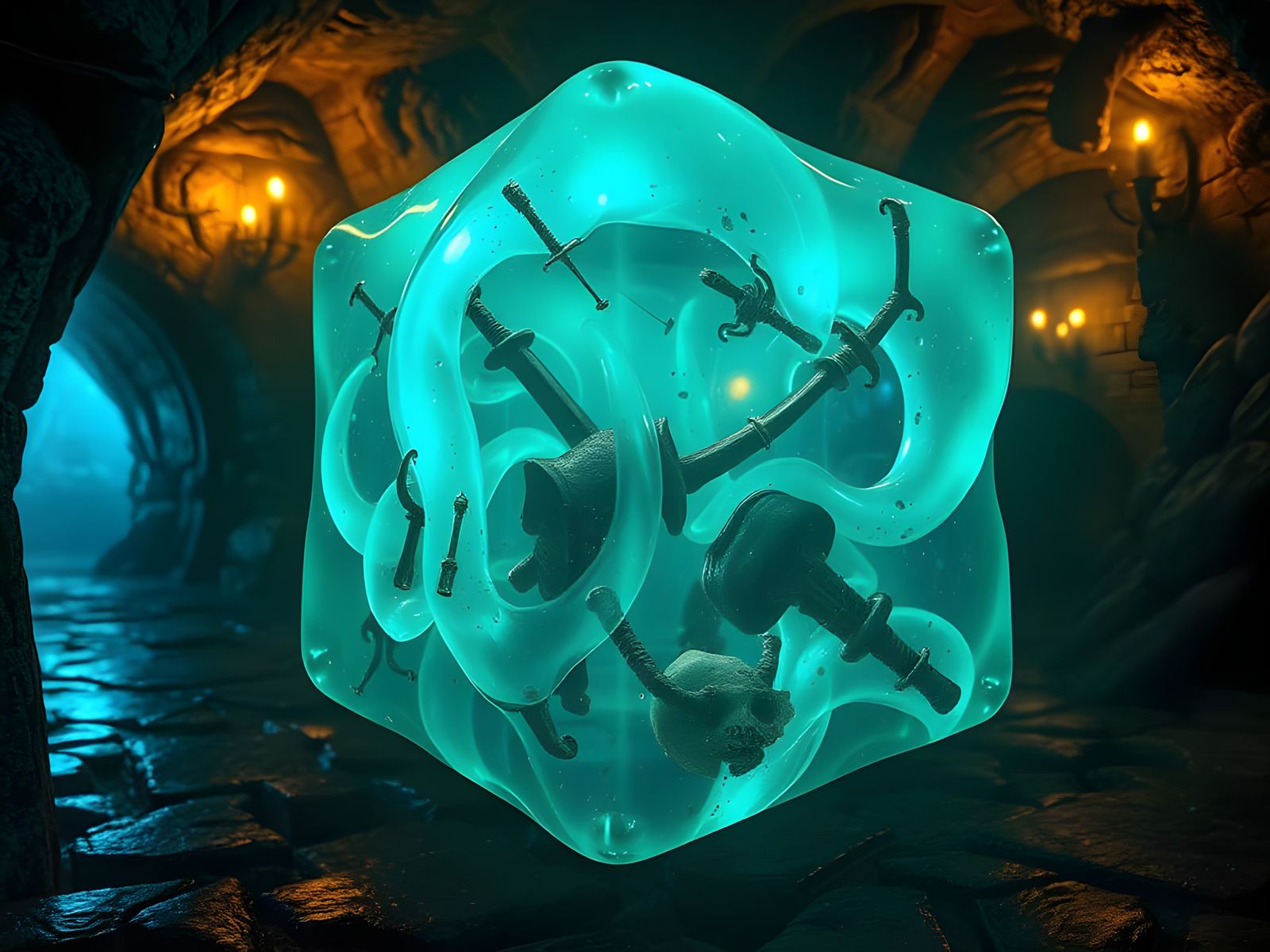 Ethereal Gelatinous Entity Slides through Haunting Dungeon C...