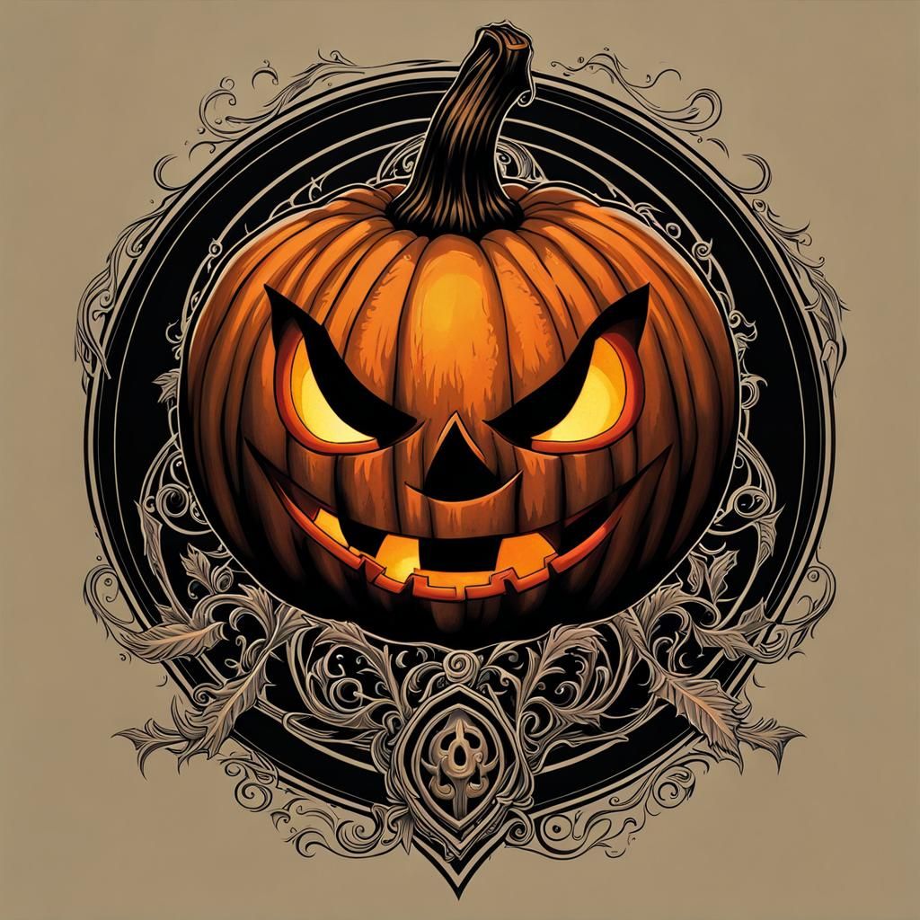Sinister Glowing Jack-o-Lantern Tattoo Design