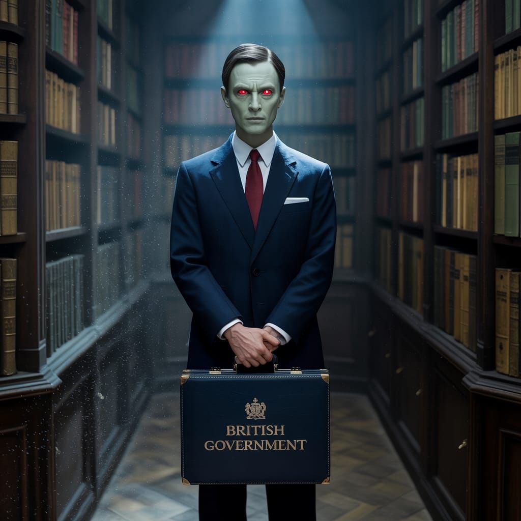 Ominous Figure in Study Holding Government Briefcase